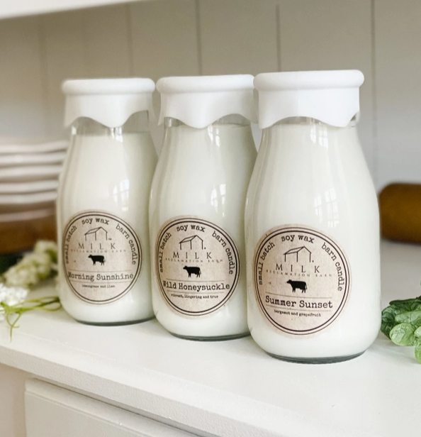 Milk Bottle Candle - by Milk Reclamation Barn